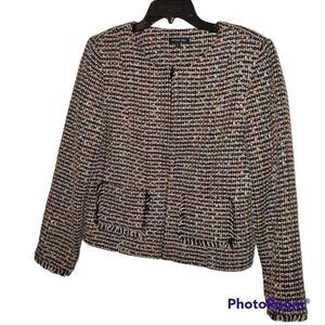 Cynthia Max pastel tweed blazer jacket L